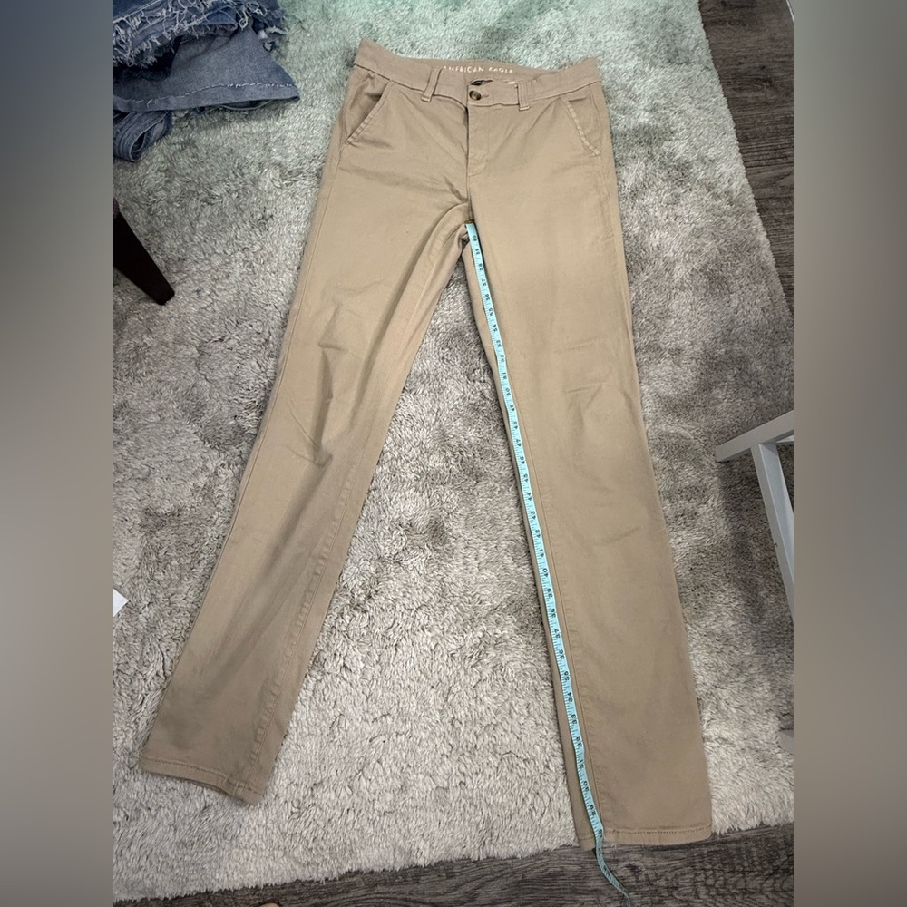American Eagle Mid-rise Straight Leg Stretch Khaki Pants Size 12 X long